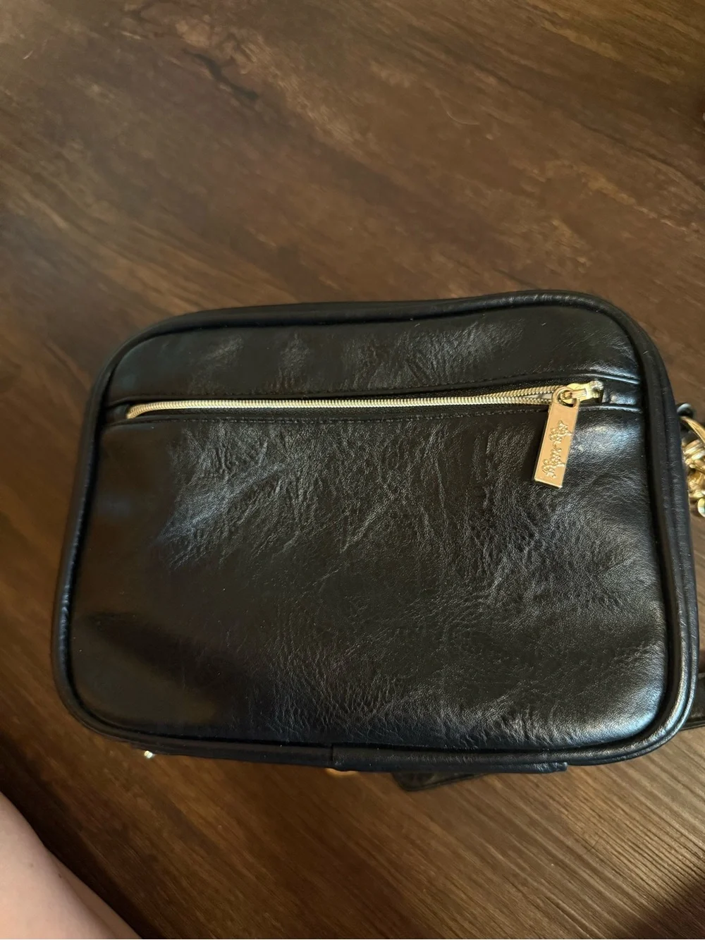 Itzy Ritzy Black Studded Crossbody with Gold Chain & Tassel
